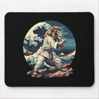 Kickboxing Lion Waves Taekwondo Jiu-Jitsu Mma Lion Mouse Pad