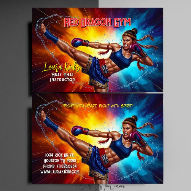Kickboxing Martial Arts Muay Thai Instructor  Business Card (Creator Uploaded)