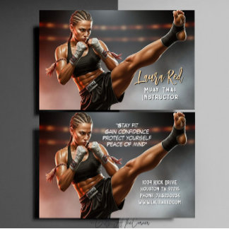 Kickboxing Martial Arts Muay Thai Instructor Business Card