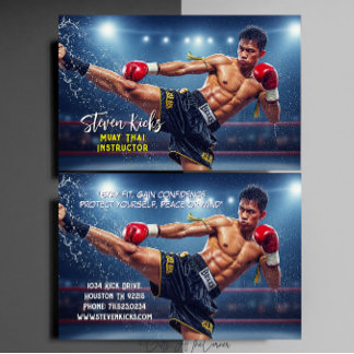 Kickboxing Martial Arts Muay Thai Instructor Business Card