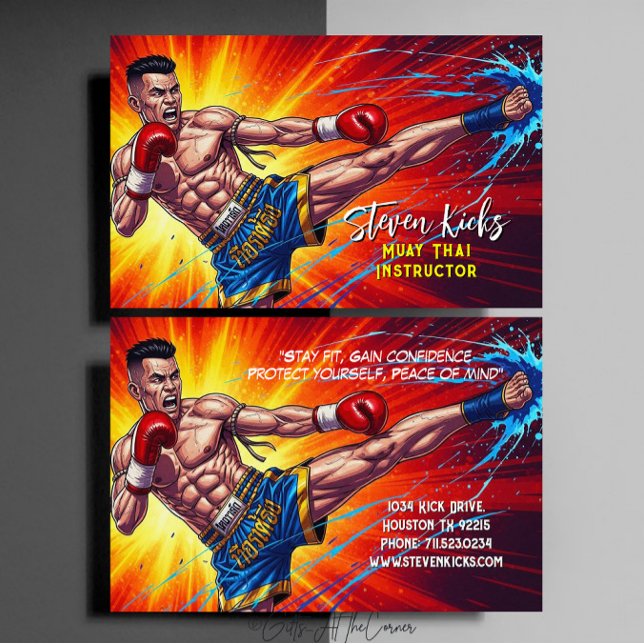Kickboxing Martial Arts Muay Thai Instructor Business Card (Creator Uploaded)