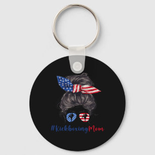 Kickboxing Mom American Flag Mothers Day Gift 4th  Key Ring