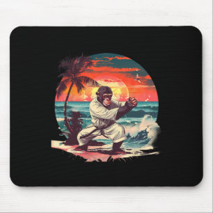 Kickboxing Monkey Tropical Sunset Taekwondo Monkey Mouse Pad