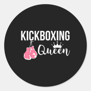 Kickboxing Queen Fitness Gym Motivational Classic Round Sticker