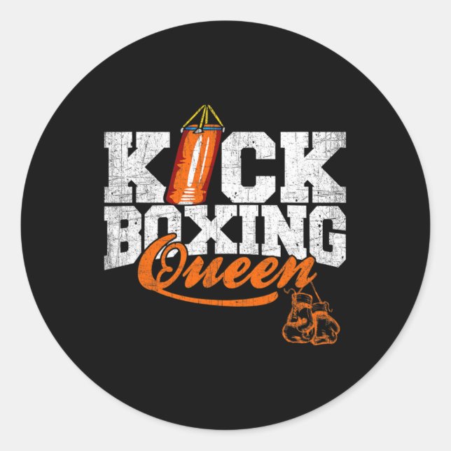 Kickboxing Queen Kickboxer Workout Graphic  Classic Round Sticker (Front)