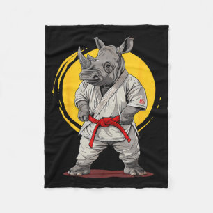 Kickboxing Rhino Taekwondo Karate MMA Funny Fleece Blanket