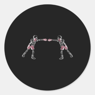 Kickboxing Skeleton Funny Kick Boxer Boxing Graphi Classic Round Sticker