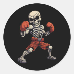 Kickboxing Skeleton Funny Kickboxer Boxing Classic Round Sticker