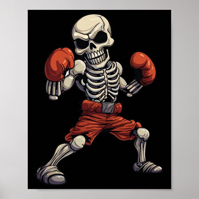 Kickboxing Skeleton Funny Kickboxer Boxing  Poster (Front)