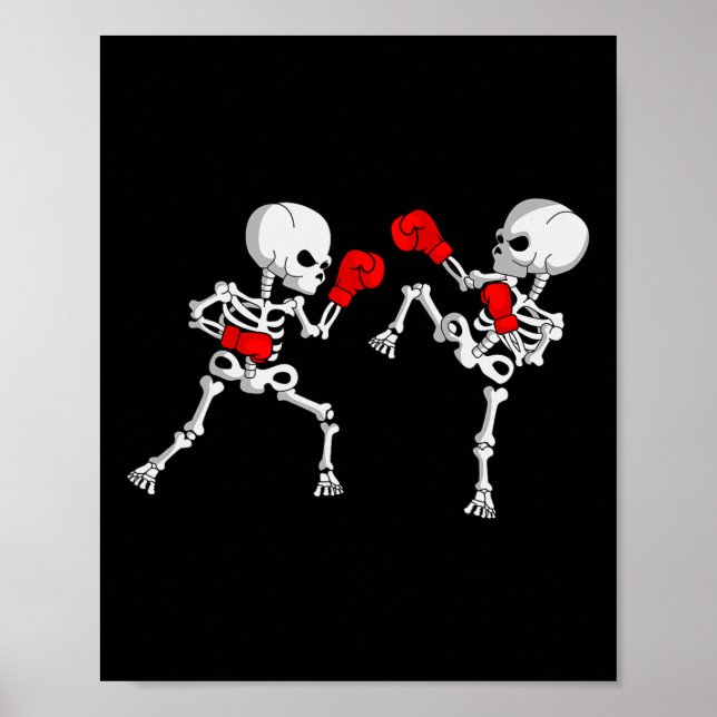 Kickboxing Skeleton Kickboxer Boxing Mma  Poster (Front)