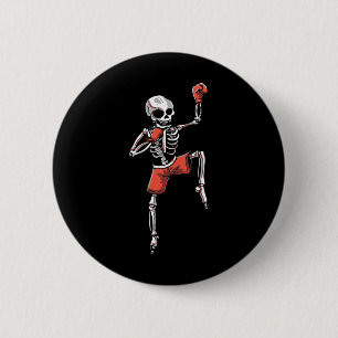 Kickboxing Skeleton Kickboxer Martial Arts Hallowe 6 Cm Round Badge