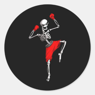 Kickboxing Skeleton Kickboxer Mma Classic Round Sticker