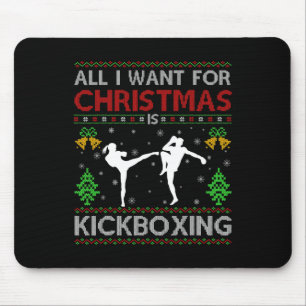 Kickboxing Sports Lover Santa Ugly Kickboxing Chri Mouse Pad