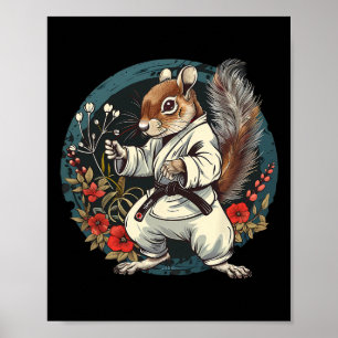 Kickboxing Squirrel Floral Judo Squirrel Lover Kar Poster