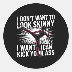 Kickboxing Strong Women Fitness Motivation Classic Round Sticker