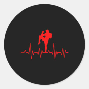 Kickboxing Thai Boxing Heartbeat Muay Thai Classic Round Sticker