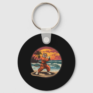 Kickboxing Tiger Beach Sunset Karate Taekwondo Tig Key Ring