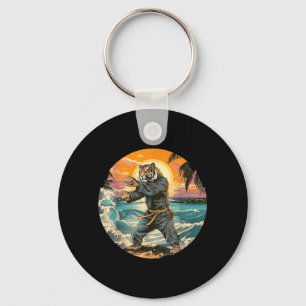 Kickboxing Tiger Taekwondo Karate Beach Sunset Key Ring