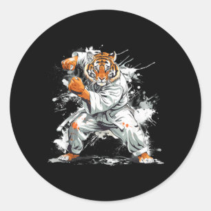 Kickboxing Tiger Watercolor Martial Arts Karate Classic Round Sticker