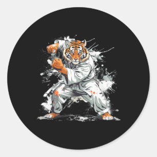 Kickboxing Tiger Watercolor Martial Arts Karate Ti Classic Round Sticker