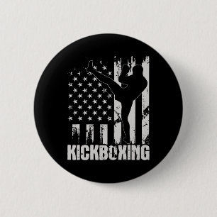 Kickboxing - Usa American Flag Kickboxer Combyt Se 6 Cm Round Badge