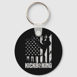 Kickboxing - Usa American Flag Kickboxer Comt Self Key Ring