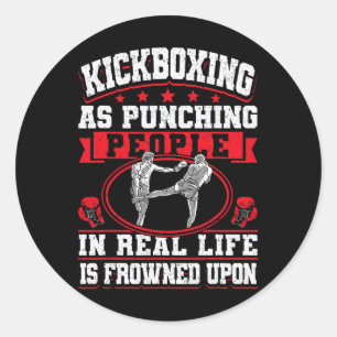 Kickboxing Vintage Kickboxingas Punching People In Classic Round Sticker