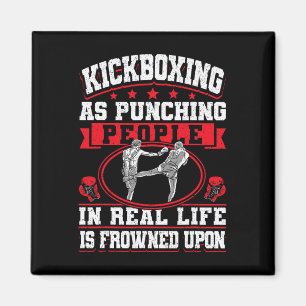 Kickboxing Vintage Kickboxingas Punching People In Magnet
