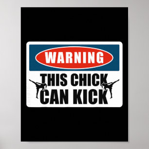 Kickboxing Vintage Warning This Chick Can Kick Poster
