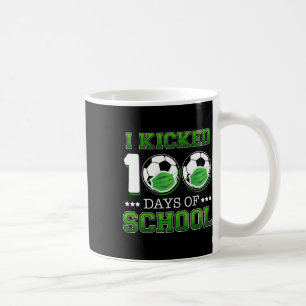 Kicked 100 Days Of School Soccer Wearing Face Mask Coffee Mug