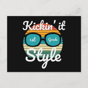 Kickin It 1st Grade Style Back To School Kids Gift Postcard