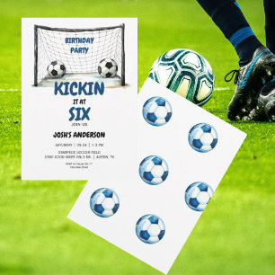 Kickin it at Six 6th Soccer Birthday Party II Invitation