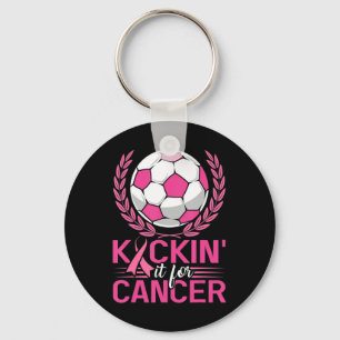 Kickin It for Cancer Soccer Pink Ribbon Breast Can Key Ring