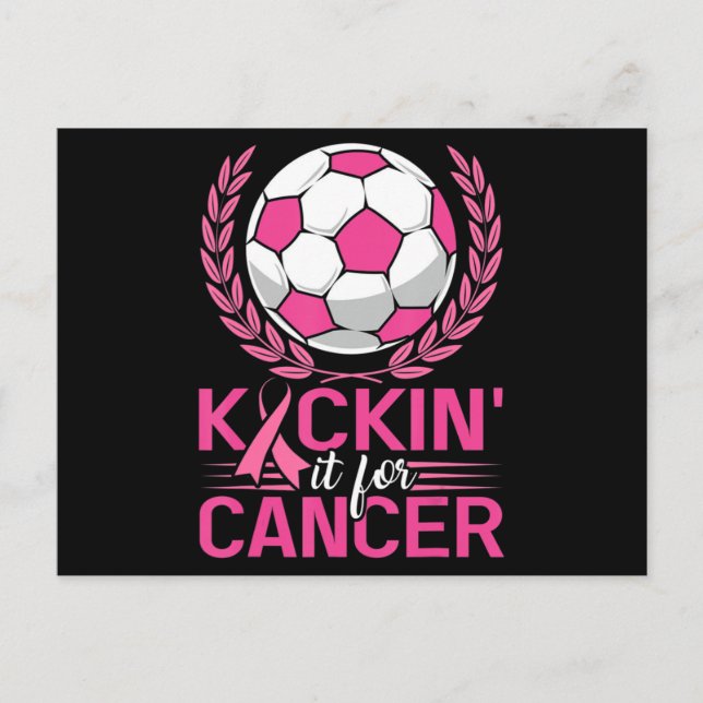 Kickin It for Cancer Soccer Pink Ribbon Breast Can Postcard (Front)