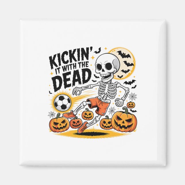 Kickin' It Halloween Skeleton Soccer Player  Magnet (Front)