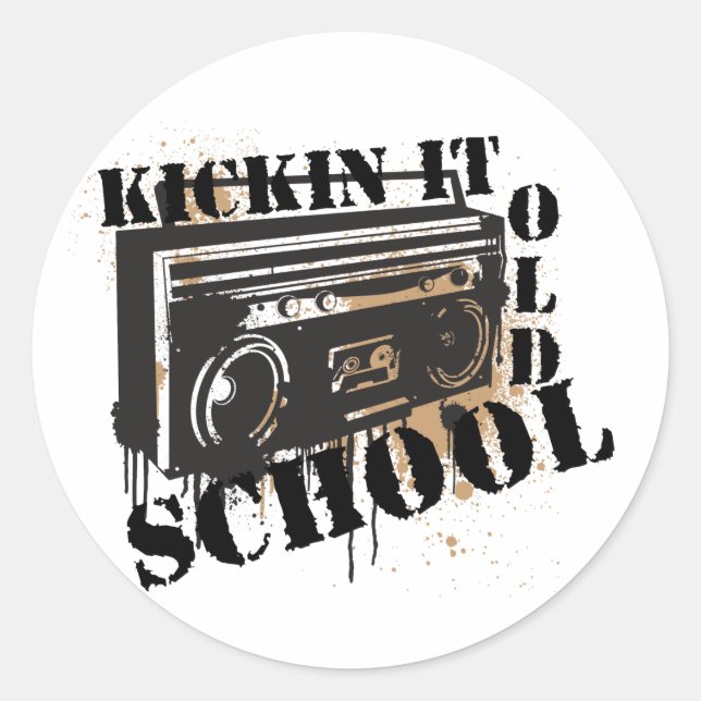 Kickin It Old School Classic Round Sticker (Front)