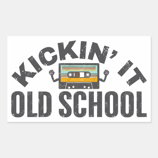 kickin' it old school rectangular sticker (Front)