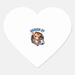 Kickin It Soccer Player Giraffe Ball Girls Boys An Heart Sticker