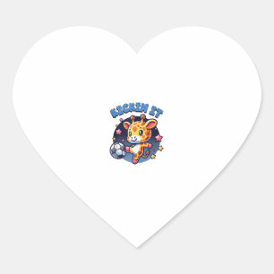 Kickin It Soccer Player Giraffe Ball Girls Boys An Heart Sticker