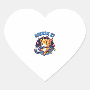 Kickin It Soccer Player Giraffe Ball Girls Boys An Heart Sticker