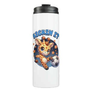Kickin It Soccer Player Giraffe Ball Girls Boys An Thermal Tumbler