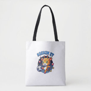 Kickin It Soccer Player Giraffe Ball Girls Boys An Tote Bag