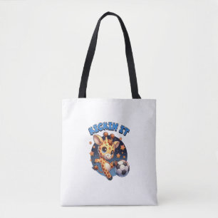 Kickin It Soccer Player Giraffe Ball Girls Boys An Tote Bag