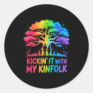 Kickin' It With My Kinfolk Funny Family Reunion  Classic Round Sticker