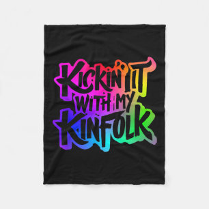 Kickin' It With My Kinfolk Funny Family Reunion Fleece Blanket
