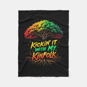Kickin' It With My Kinfolk Funny Summer Family Reu Fleece Blanket
