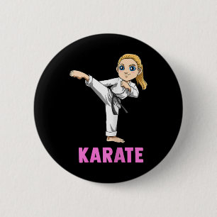 Kicking And Striking Kid - Cute Karate Girl 6 Cm Round Badge
