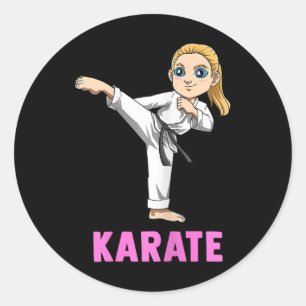 Kicking And Striking Kid - Cute Karate Girl Classic Round Sticker