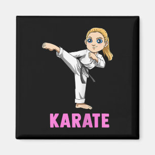 Kicking And Striking Kid - Cute Karate Girl Magnet