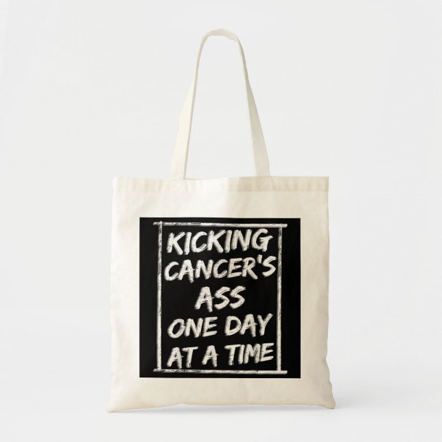 Kicking Cancer Chemotherapy Warrior Survivor Chemo Tote Bag (Front)
